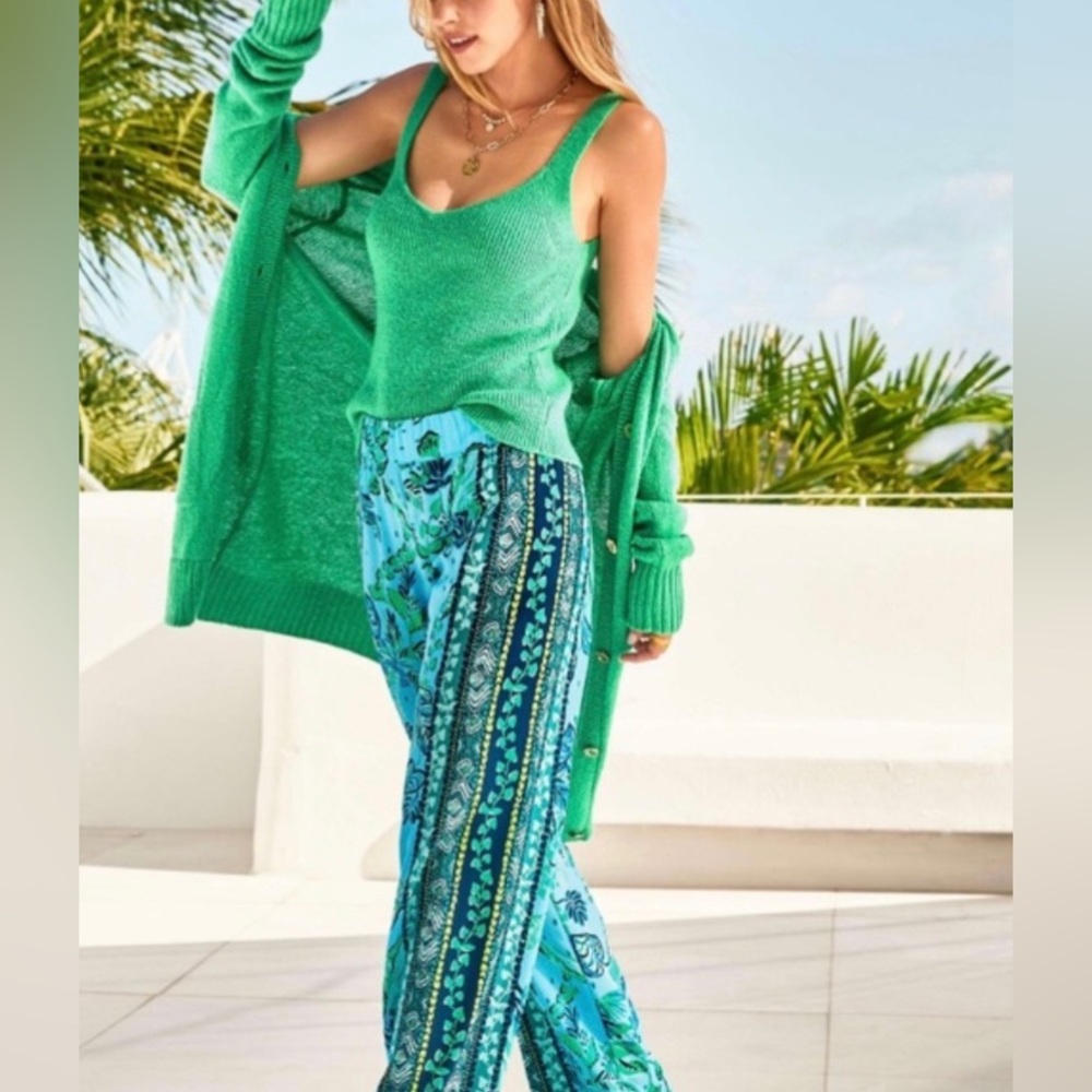 Lilly Pulitzer Leonette Sweater Set Botanical Green Style 011201 XXS Oversized